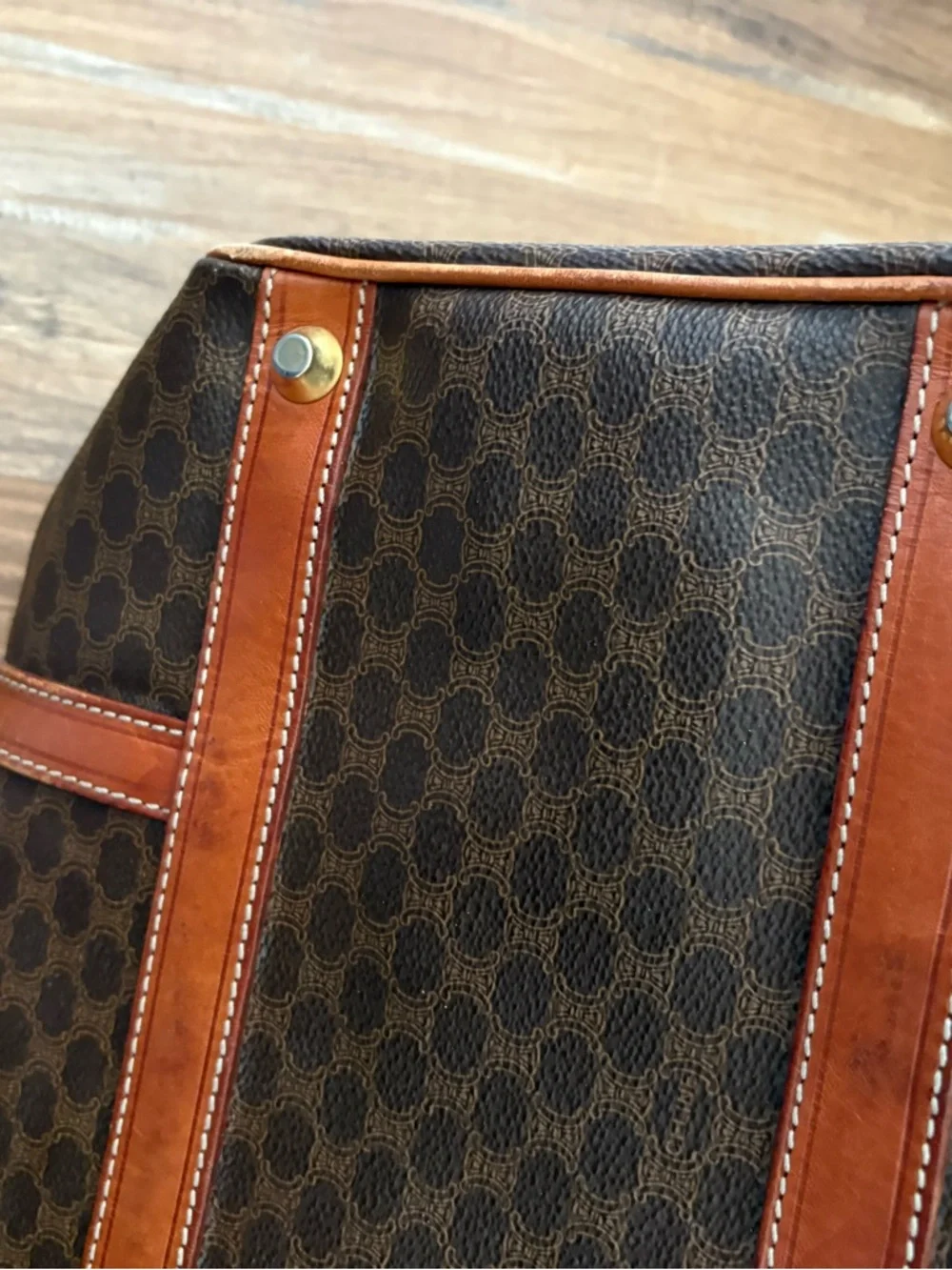 Celine Brown Monogram Travel Tote with Tan Leather Trim - Picture 5 of 6